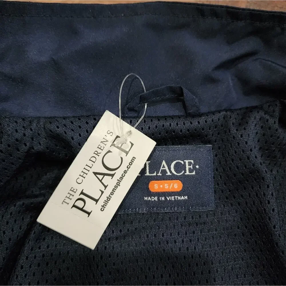 NWT The Children's Place Boy's Navy Full Zip Windbreaker Outerwear Jacket Small